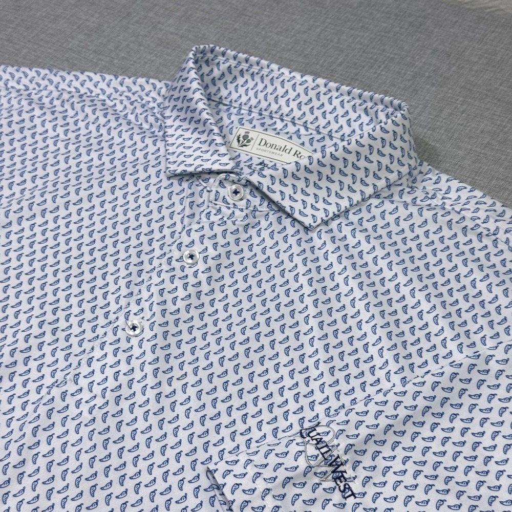 Donald Ross Chilli Peppers Print Golf Polo Shirt Men 2XL White Polyester Spandex